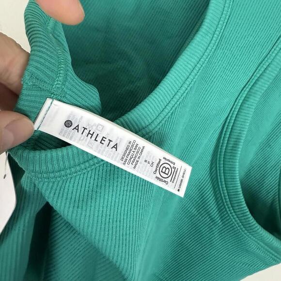 Athleta Aurora Seamless Crop Polo Tank S Teal Green NWT $79 Anti-Odor Wicking - Picture 5 of 9